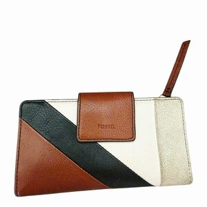 Fossil Tri-Color Leather Wallet - Brown, Black, White